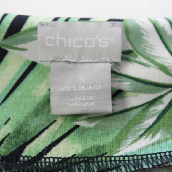 NWT Chico's Tropical Print Tie Waist Dress Palm Tie Women's Size 3 16/18 H12956 - Picture 5 of 12